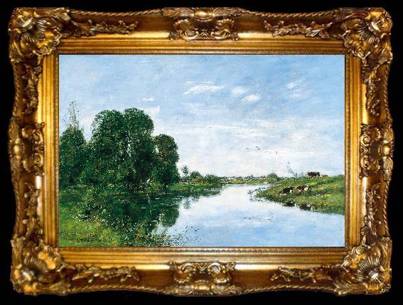 framed  Eugene Boudin The River Touques at Saint Arnoult, ta009-2